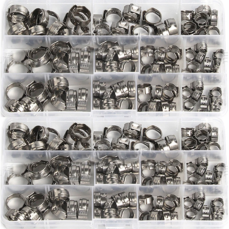 Braçadeiras de Clipes de Tubulação Cinch Anéis para Selagem 5.8 mm a 23.5 mm 140 Pcs 130 Pcs 100 Pcs 80 Pcs 45 Pcs Aço Inoxidável 304