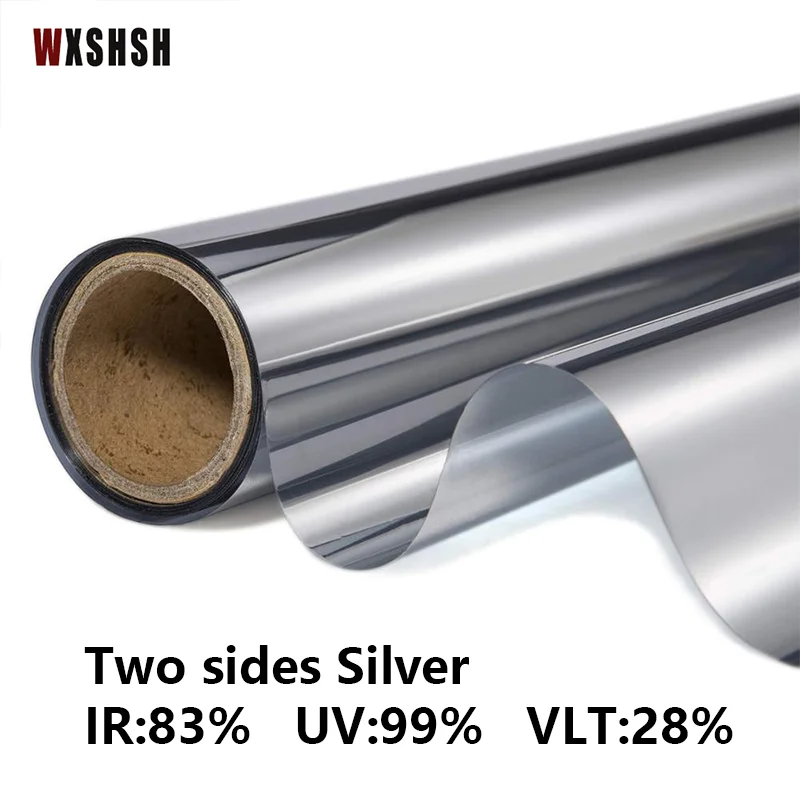 Film de protection solaire en vinyle Transparent argenté, miroir auto