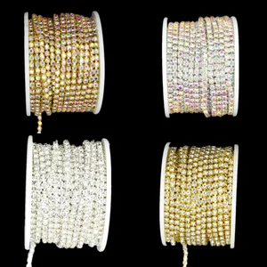 1Yard 10Yards/Roll SS6-SS18 Shiny Crystal Rhinestone Chain Sew-On Glue-On For Clothes Jewelry Apparel Accessories Trim Cup Chain