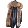 2023 Fashion Thick Warm Winter Men Jacket Long Real Rabbit Fur Coat Waterproof Man Parka Big Large Raccoon Fur Collar Detachable 3