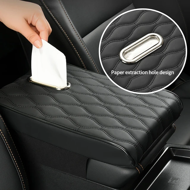 Car Armrest Box Pad Leather Auto Center Console Armrest Cushion Protector  Cover with Tissue Storage Interior Accessories - AliExpress