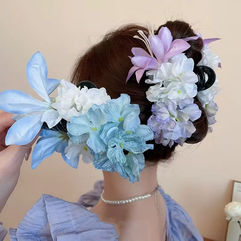 Süße Blumen-Haarspangen für Frauen, Braut-Blumen-Haarklammer, Mädchen, große Krallenklammer, rosa Blumen-Haarklammer, Haarschmuck, Hochzeit