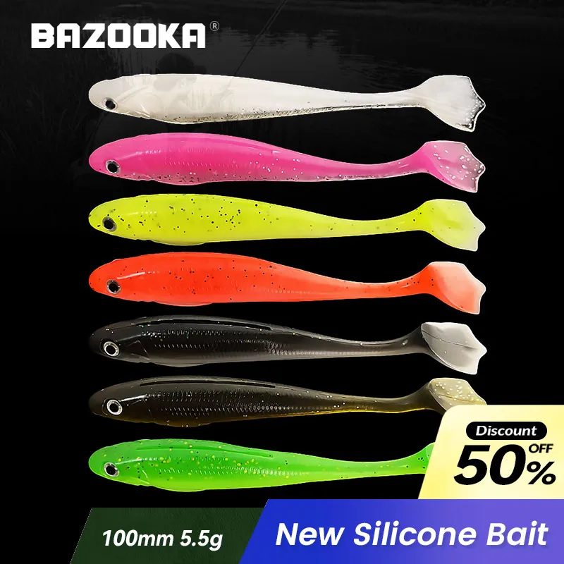 

Bazooka Soft Bait Fishing Lures Silicone Worm Wobblers Easy Shiner Swimbait Shad Spinner Jig Head Artificial Tackle Bass Pike