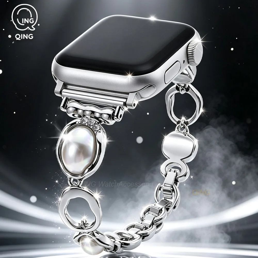 Elegant Stainless Steel Bead Chain Bracelet Watch Band