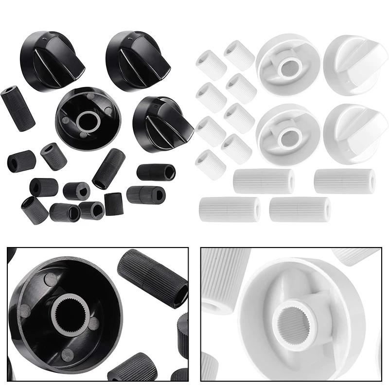 Description Picture 5 of itemKnobs For Stove With 4 Control Knobs And 12 Adapters Black And White Knobs Adapters Range Parts Kitchen Appliance Home Appliance