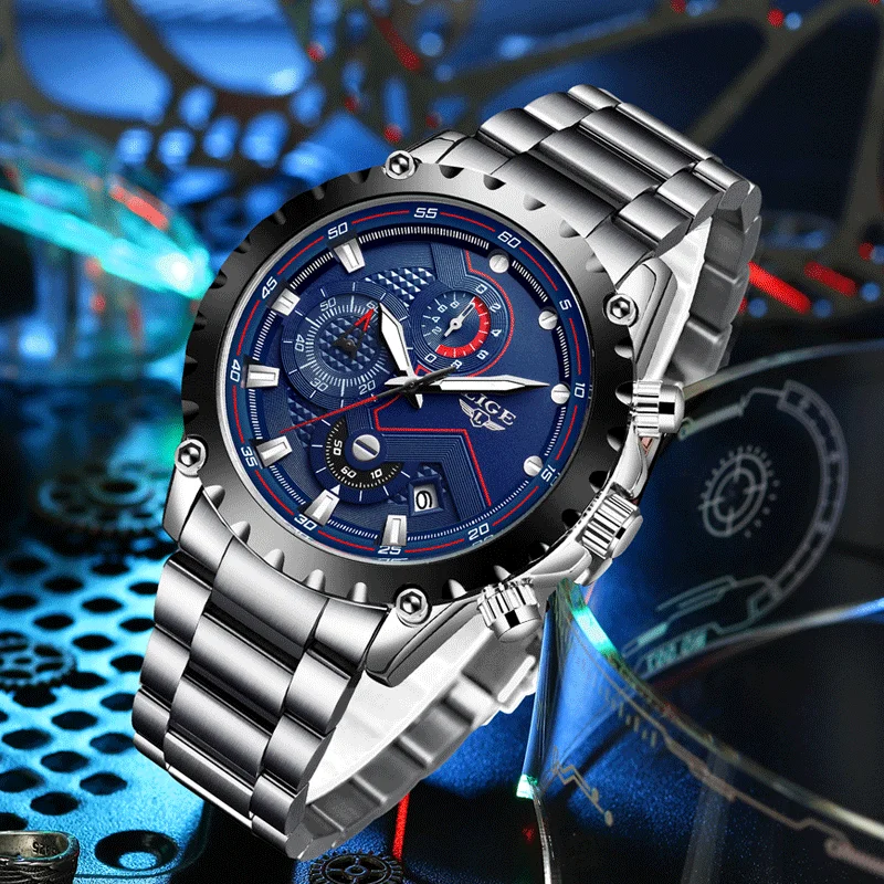 Stainless Steel Aliexpress Lige LIGE Watch 9902 Luxury Men's