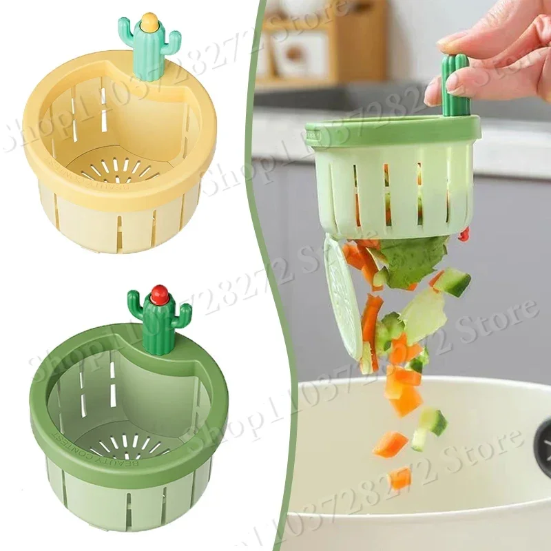 

New 1/2PCS Sink Strainer Automatic Pressing Sink Filter Cactus Shape Sink Strainer Plastic Drain Net Stopper Waste Collector