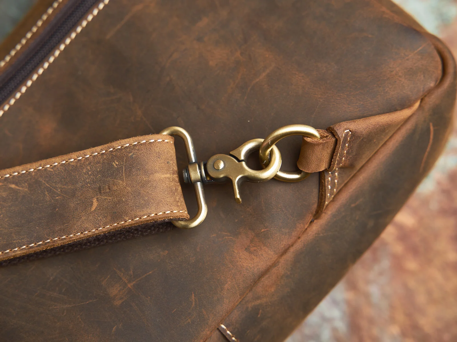 Genuine Leather Mens Sling Bag - Vintage Crossbody Chest Backpack