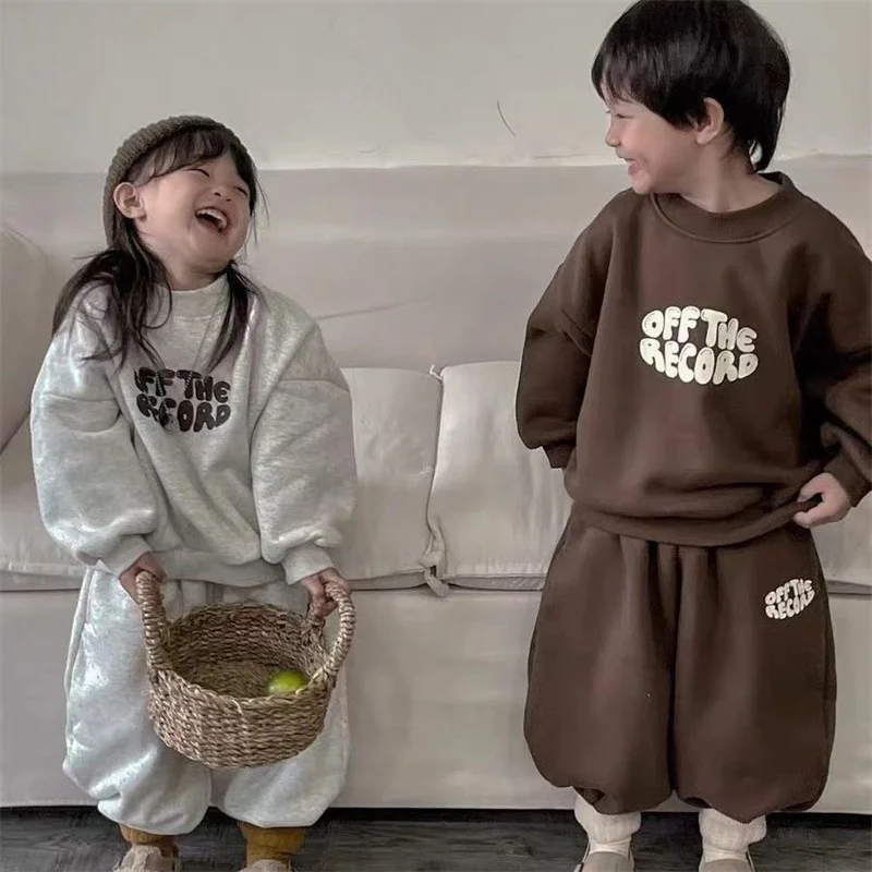 

Girls Sweatshirts +Pants Kids Suits 2PCS/Set Cotton 2024 Brown Spring Autumn Cotton Formal Sport Teenagers Children Clothing
