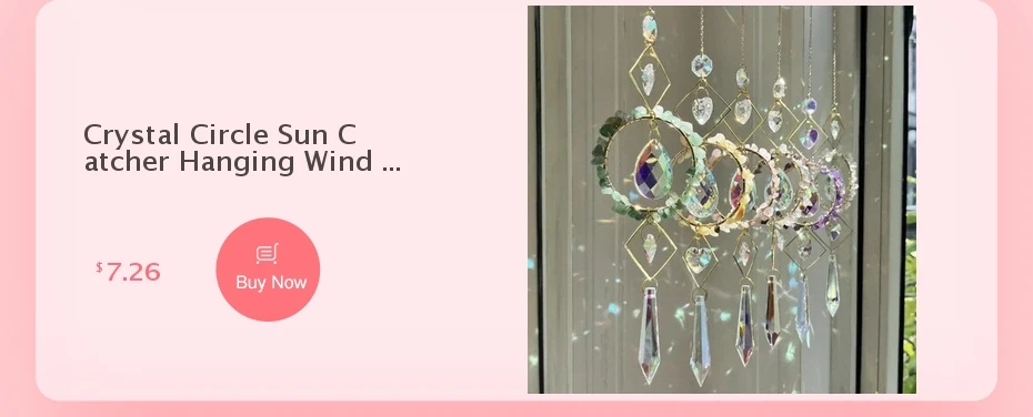 Description Picture 3 of itemCrystal Circle Sun Catcher Hanging Wind Chime Light Cather Colorful Rainbow Prism Love Crystal Pendant Home Garden Decoration