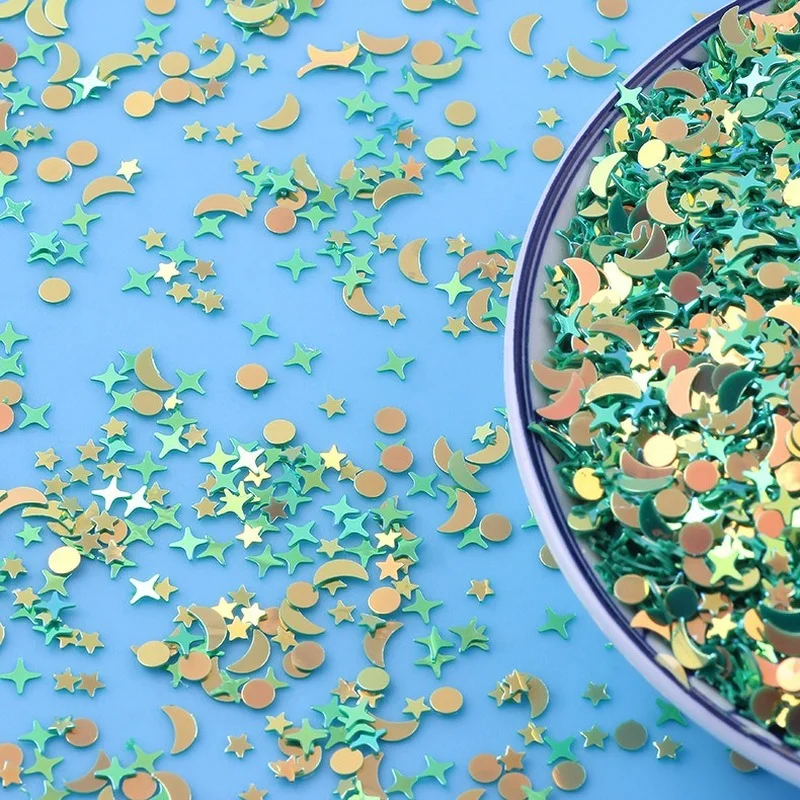 10g/lot Mix Golden Moon Star Nail Sequins For Craft Glittering Loose Sequin Paillettes DIY Manicure Nail Art Decoration Confetti