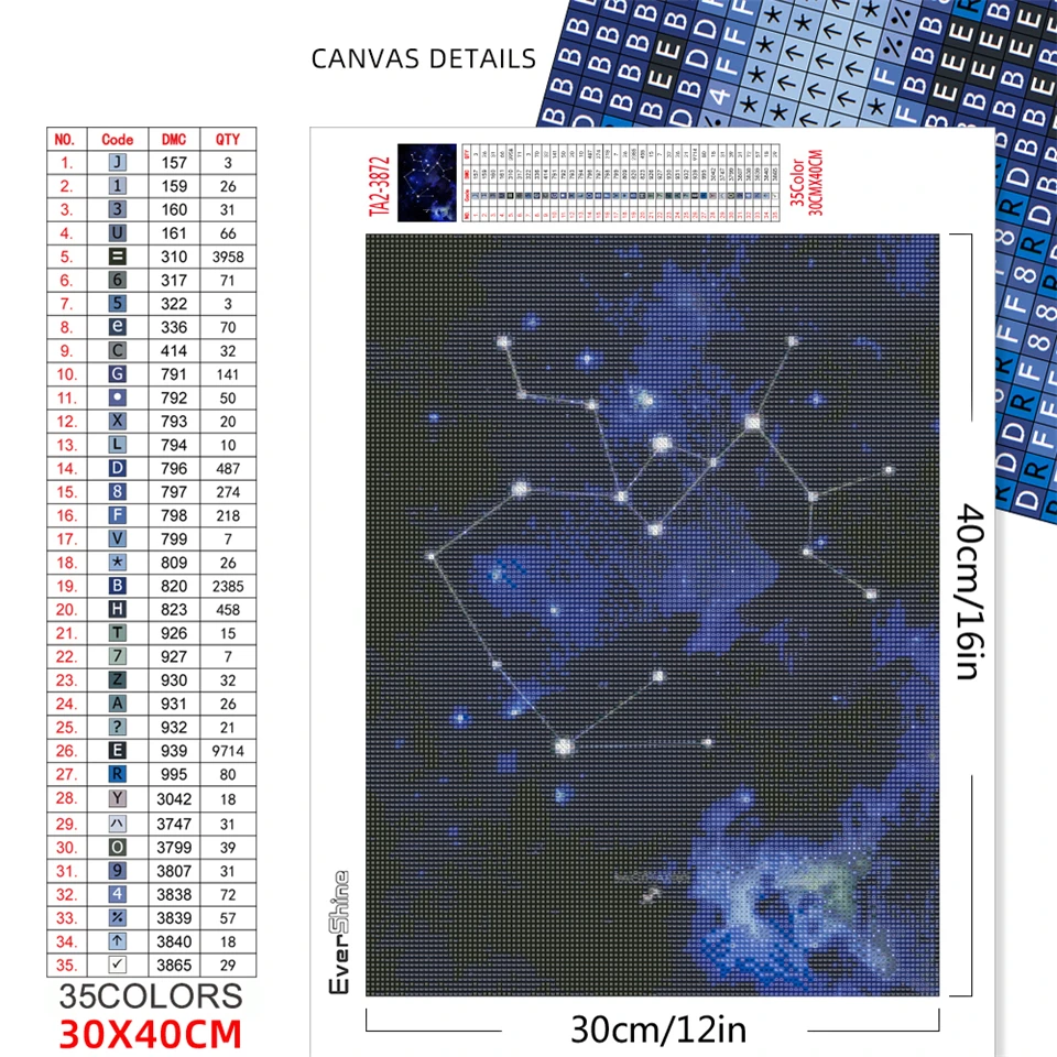 Evershine 5D Diamond Painting Constellations Diamond Mosaic Starry Night Cross Stitch Kits Rhinestone Embroidery Art Home Decor