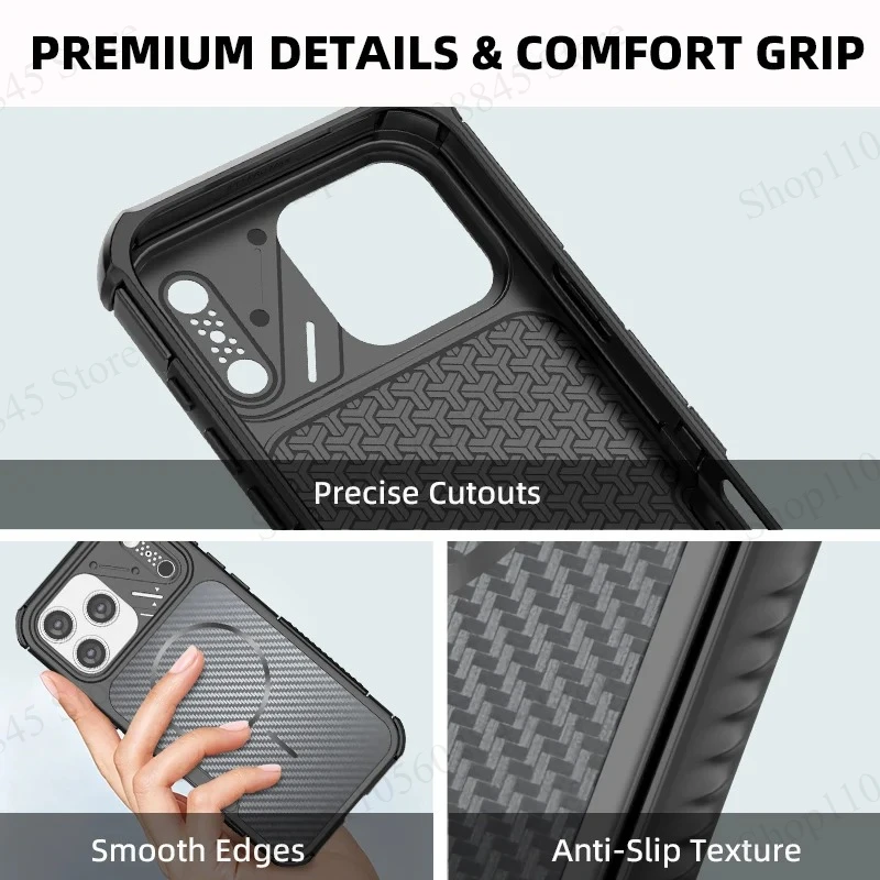 Heavy Duty Military Grade Shockproof Magnetic Case with Carbon Fiber Texture