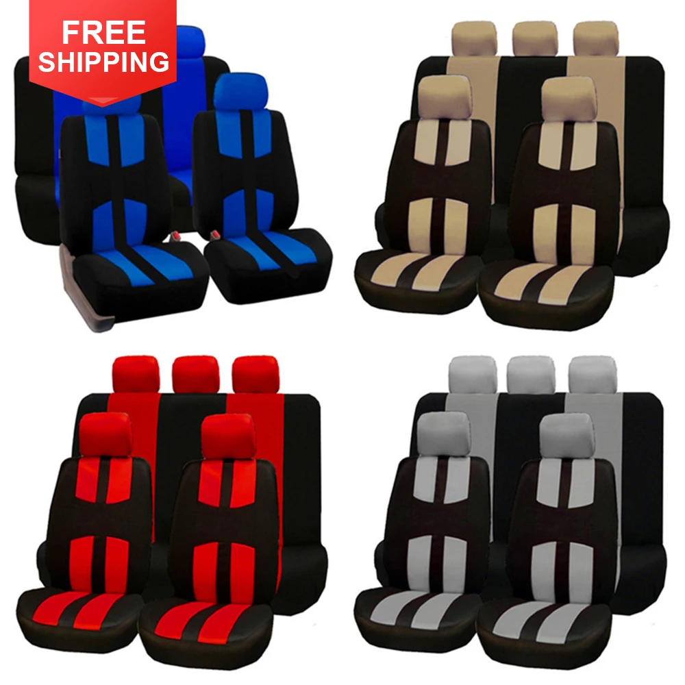 

9PCS Universal Car Seat Covers Protector Cushion Full Set w/Back Bench ,Front Rear for Car Truck Van SUV