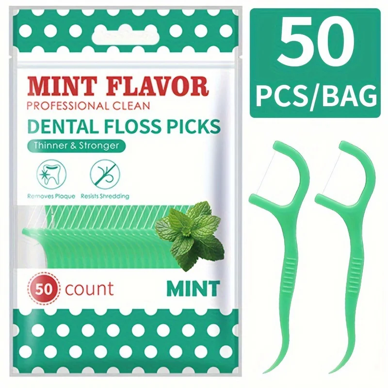 300PCS/150PCS/50PCS - Mint Floss Stick - interdental cleaning tool 5