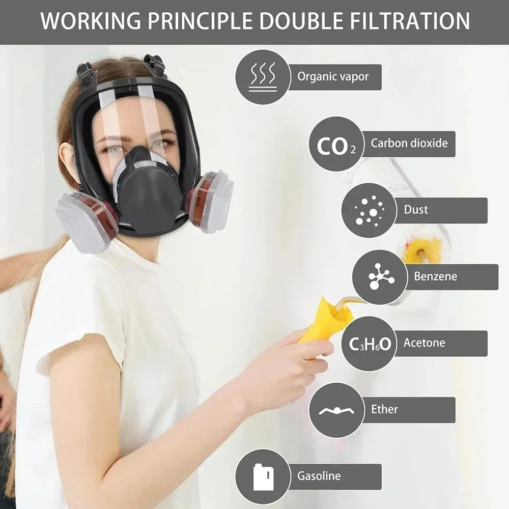 Anti-Fog 6800 Gas Mask Industrial Painting Spraying Respirator Safety Work Filter Dust Proof Full Face Formaldehyde Protection 4 Anti-Fog 6800 Gas Mask Industrial Painting Spraying Respirator Safety Work Filter Dust Proof Full Face Formaldehyde Protection 4