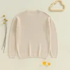 Suefunskry 1PC Mommy and Me Matching Sweaters Solid Color Knitted Long Sleeve Round Neck Warm Pullover Tops for Autumn Winter 2