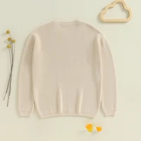 Suefunskry 1PC Mommy and Me Matching Sweaters Solid Color Knitted Long Sleeve Round Neck Warm Pullover Tops for Autumn Winter 2