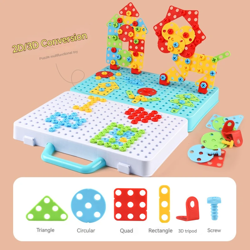 Drill Screw Nut Puzzles Kids Toys Pretend Play Tool Electric Drill Disassembly Assembly Children Drill 3D Puzzle Toys For Boy 5