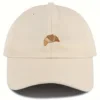 Adjustable Breathable Cotton Baseball Cap - Versatile Embroidered Croissant Pattern Dad Hat with Sunshade for Outdoor Sports 1