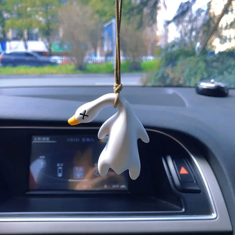 Funny Swing Goose Roasted White Roast Duck Car Pendant Swing Duck Car Hanging Ornament for Car Products Interior Accessories 3
