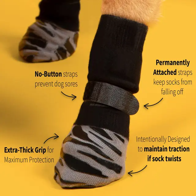 Anti-Slip Pet Dog Socks Paw Protector Traction Control Adjustable Indoor Wear Knitted Pet Socks Machine Washable 4pcs/pack 6