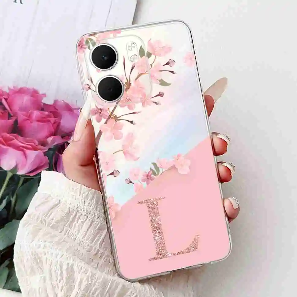 Fashion Flower Crown Soft Silicone TPU Phone Case Cover, A-Z Alphabet Design