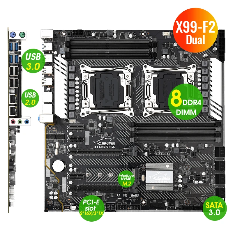 JINGSHA X99 Dual F2 Motherboard Intel Dual CPU Motherboard LGA 2011 3 ...