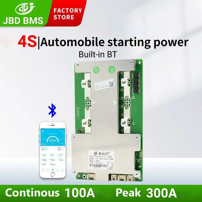 JBD BMS 4S LiFePo4 12V 100A 자동차 시동 전원 리튬 이온 Lifepo4 리튬 배터리 밸런스 보호 보드 내장 B..