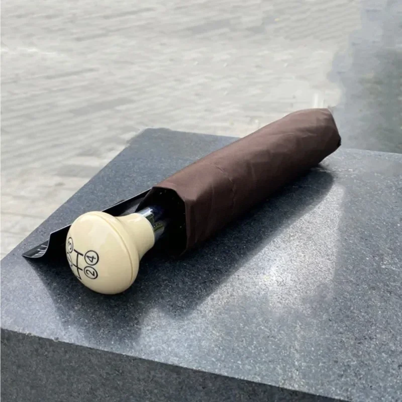 For Mercedes-Benz Retro Shift Handle Design Folding Sun Protection Rain Dual Purpose Short Handle Umbrella