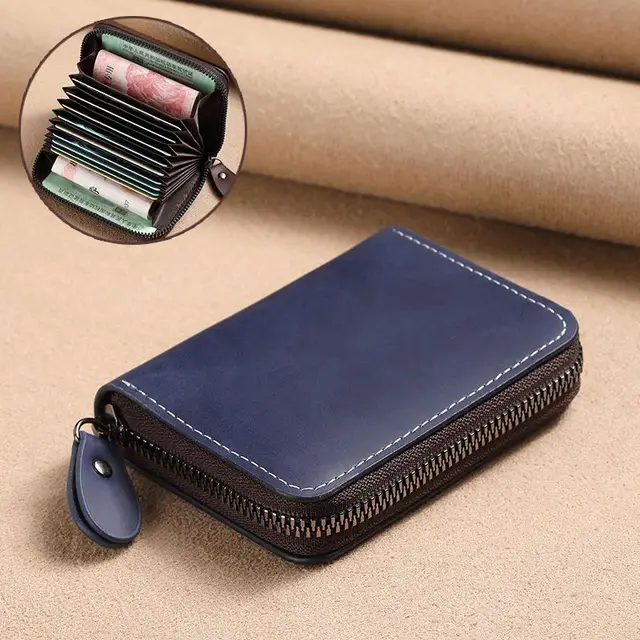 Stylish Card Holder Large Capacity ID Wallet Leather Holder RFID Blocking Wallet Compact Card Case Men's Card Wallet 6