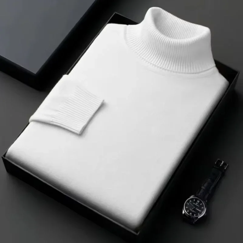 Mens Sweater High Quality Knitted Turtleneck Pullover Slim Fit Long Sleeve Warm Solid Color Casual Woolen Sweater Mens Clothing 6
