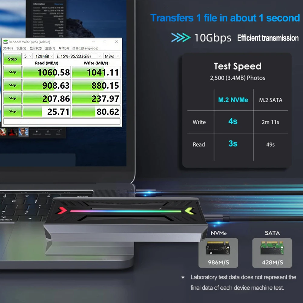 M.2 SSD Ŭ B-Ű M-Ű ָ Ʈ ̺ ̽ NVMe NGFF ϵ ũ ڽ, USB 3.1 CŸ, M.2 2230 2242 2260 2280, 10Gbps