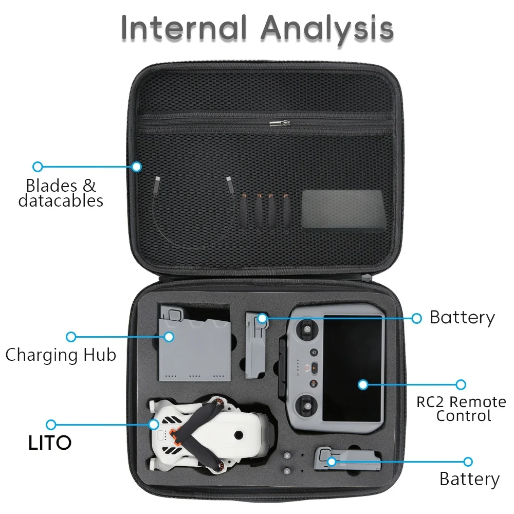 DJI Lito1/X1 드론용 휴대용 케이스, 방수 PU 보관 가방 어깨끈이 있는 휴대용 여행용 정리함 보호 커버