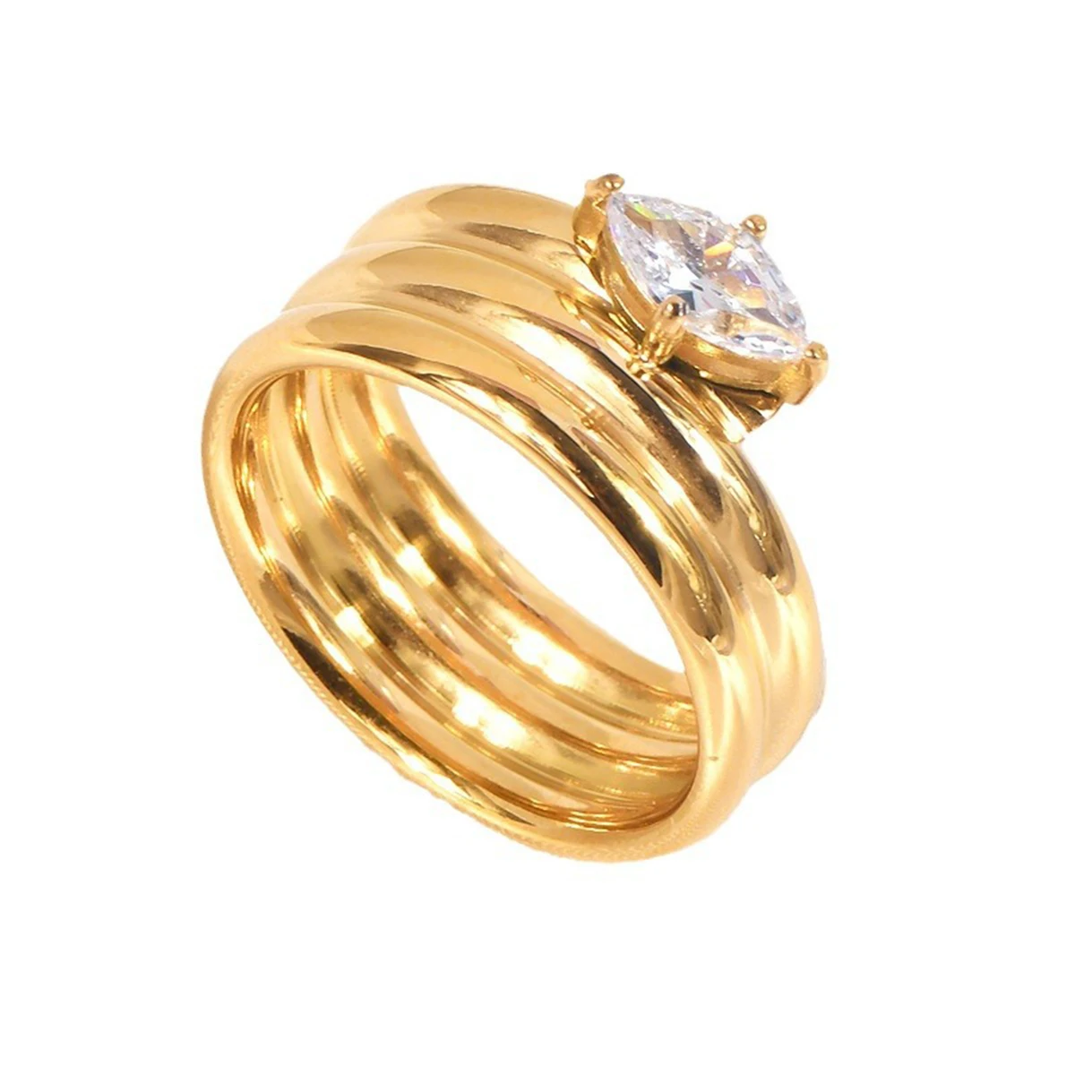 Engagement Rings Wedding Rings Stone Rings Fashion Rings Gold Rings Fashion Ring Stainless Steel Rings Finger Rings Metal Rings Horse Eye Stone Ring for Women Luxury Gold Plated Stainless Steel Multi Tun