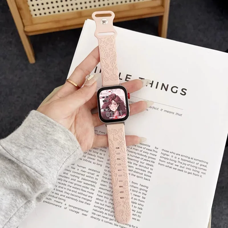 Engraved Rose Silicone Watchbands