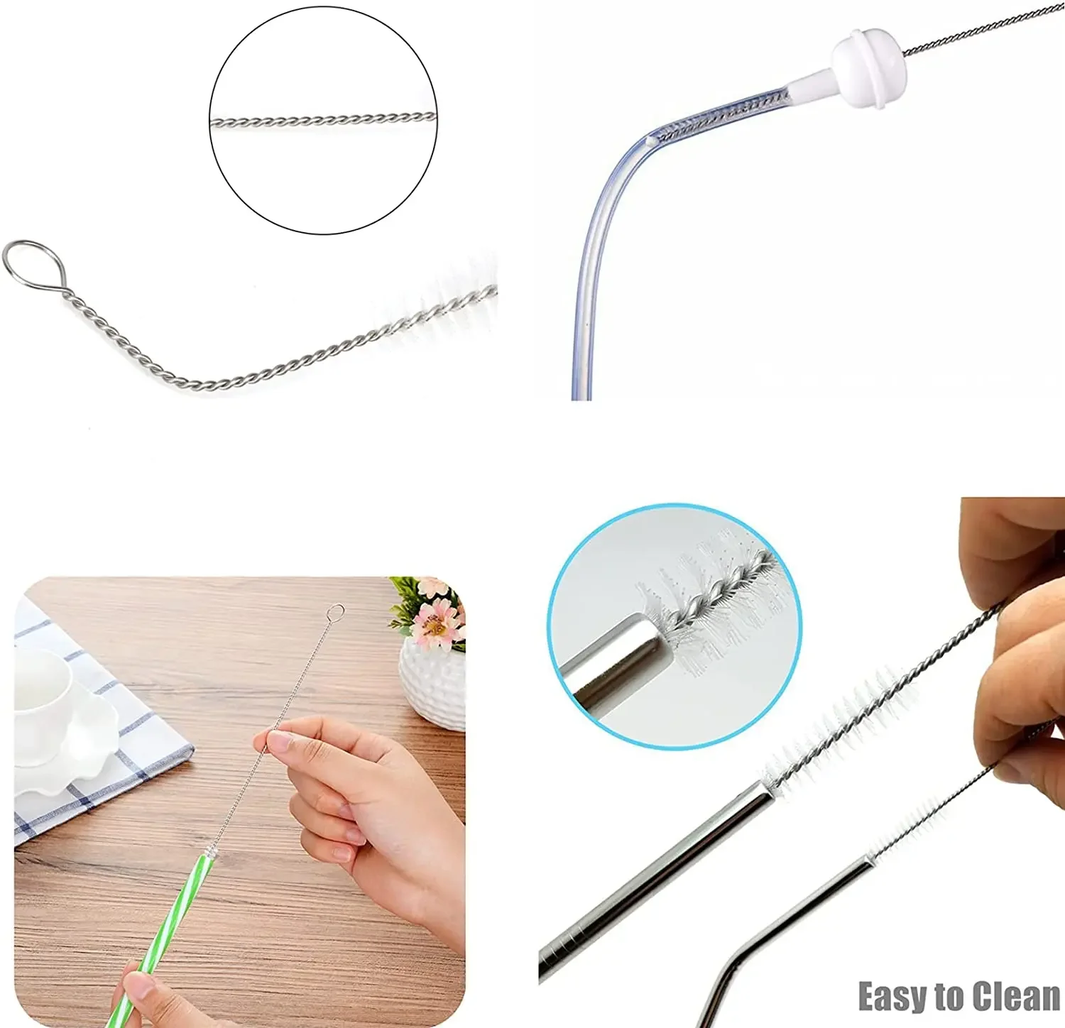 Cleaning Brushes 10pcs Pipe Tube Brush Nylon Bristle Drinking Straws Cleaner Kettle Spout Teapot Nozzle