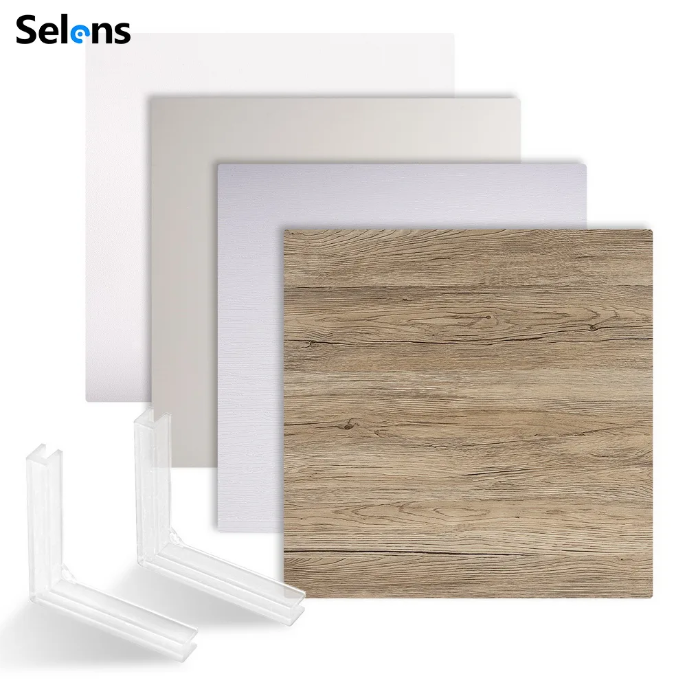 Selens 실물 같은 목재 시멘트 양면 질감 배경 보드, 사진 배경, 23.62x23.62 인치, 60x60cm