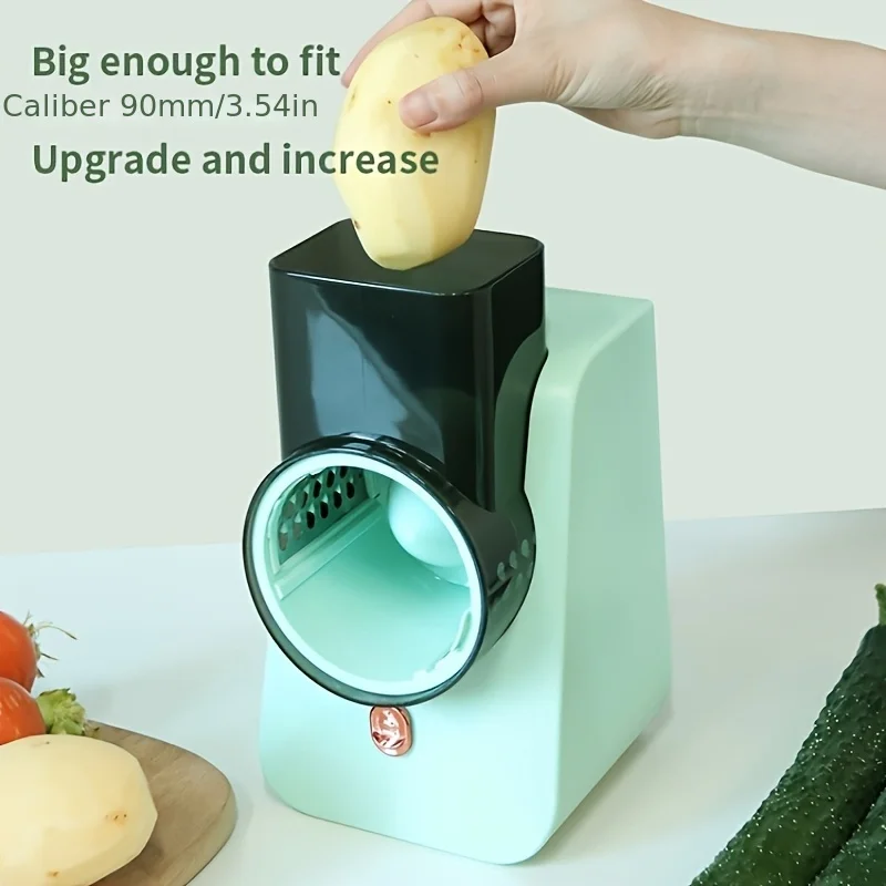 Automatic Vegetable Cutter Electric Slicer Cutting Vegetables Fruits Meat 4-Blade Drum Design A time-saving kitchen must-have