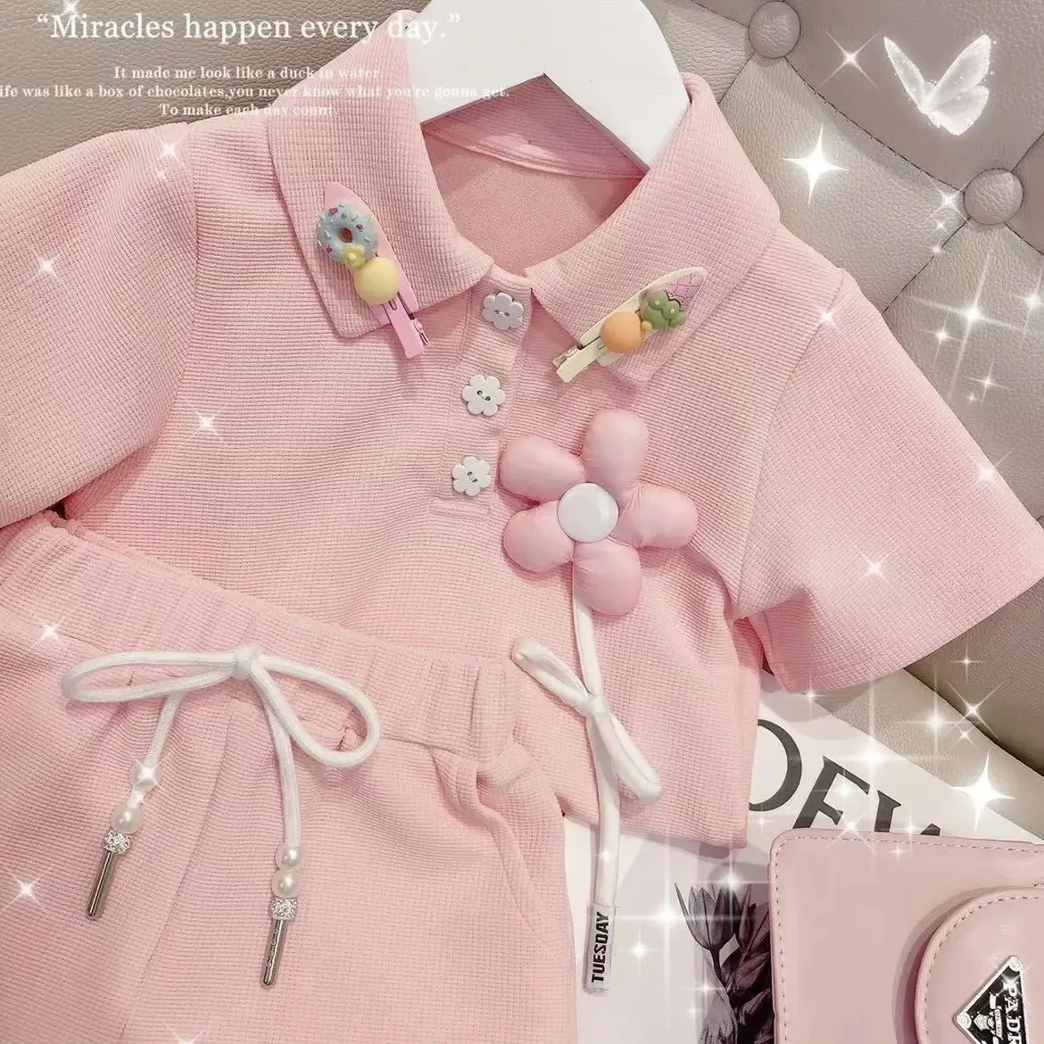 

Girl Summer New Suit 2023 Children's Short-Sleeved Polo Shirt Western Style Fashion Baby Girl Summer Shorts