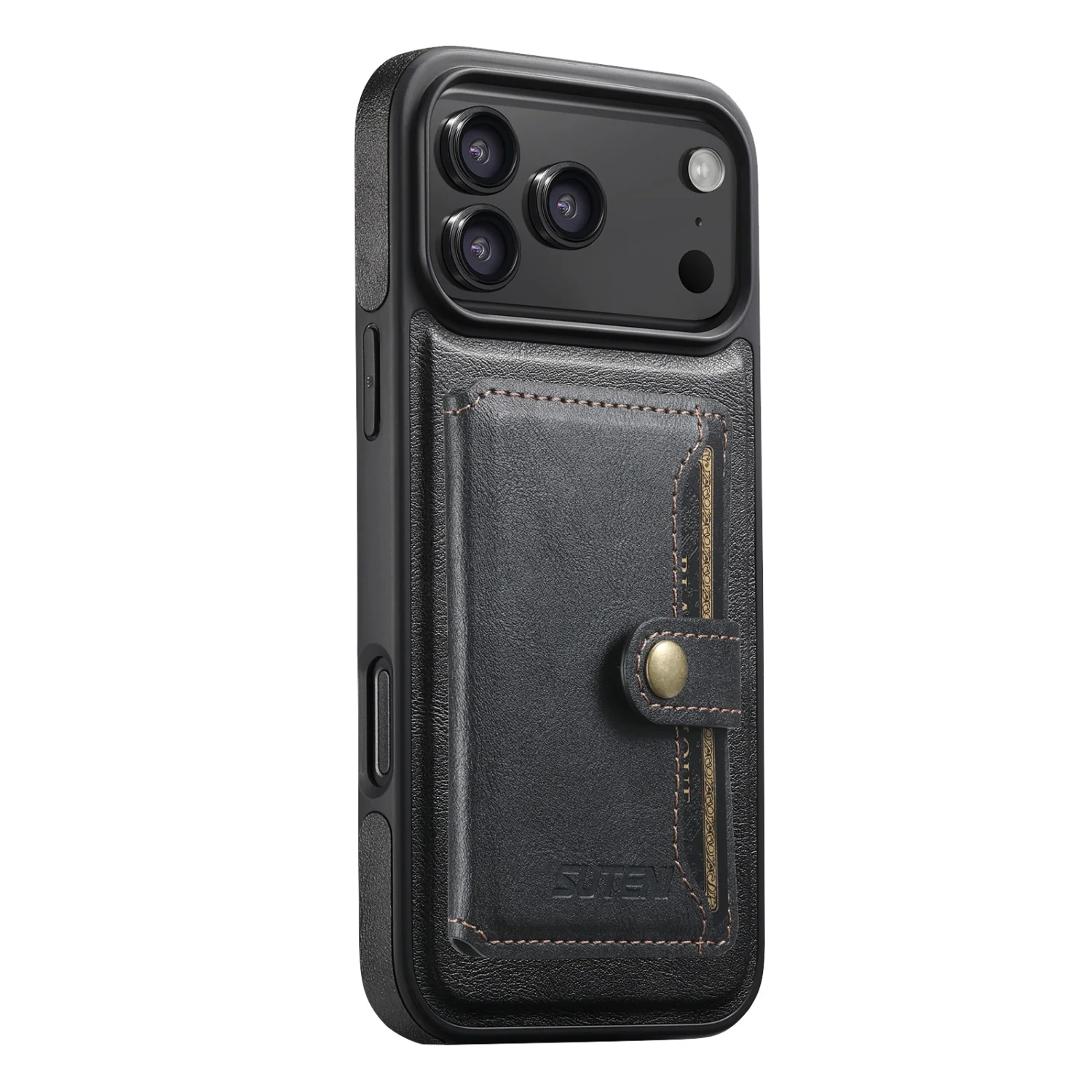 Magnetic Leather Case with Card Holder - All-Round TPU Protection, Two-in-One Design
