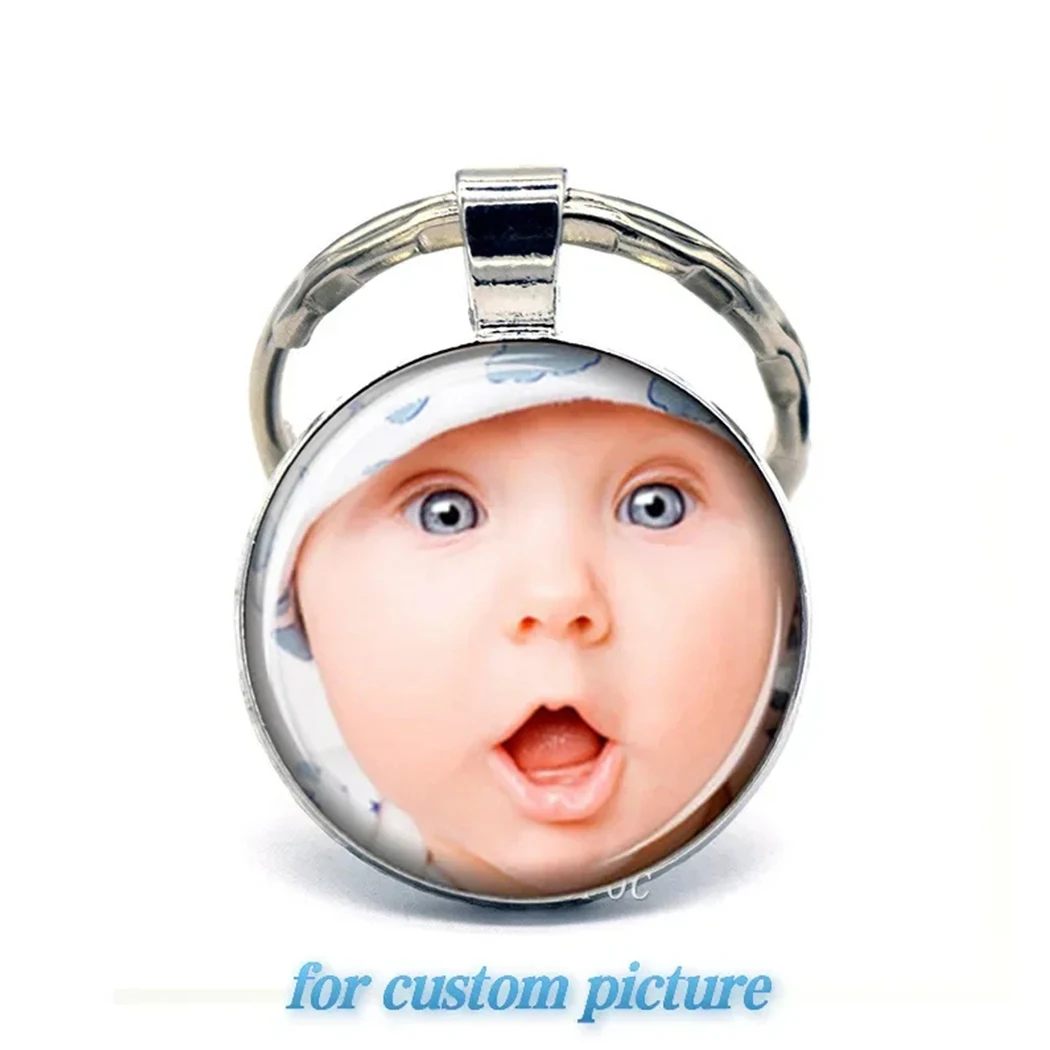 

Customized Silver Ring keychain Carried Around Sent Photos Can be Customized Emitting Light Preventing Loss at Night