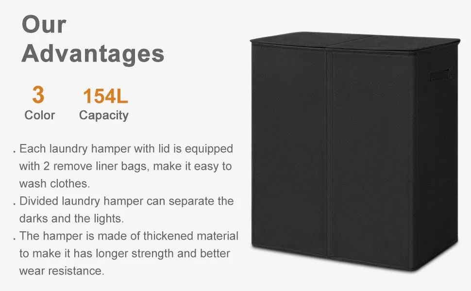 Double Laundry Hamper with Lid