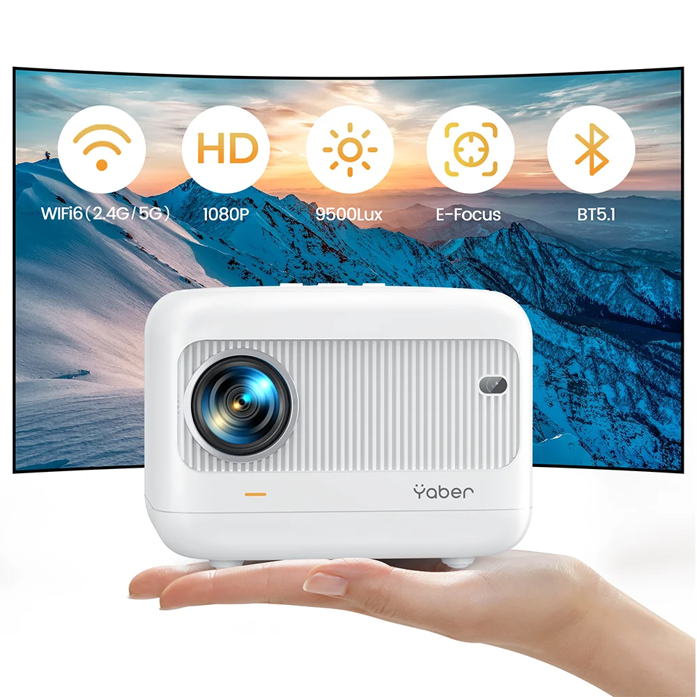 YABER L1 MINI Projector WiFi Bluetooth Projector 9500 Lumens 720P  Projectors Support 1080p Video for Home Outdoor Cinema Android
