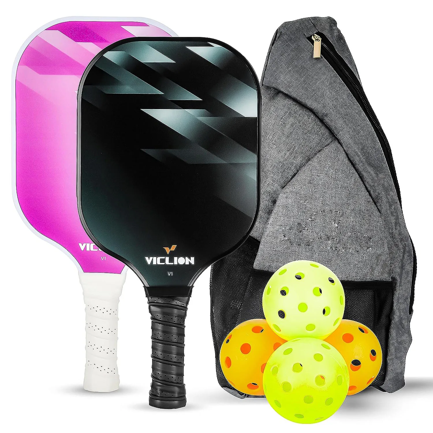 Pickleball Paddle Set USAPA Approved Graphite Pickleball Set of 2 Tennis Rackets 4 Balls Sports Beach Tennis Racquet