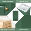18" Bathroom Vanity With Sink, Vanity Cabinet With Door Shelf And Adjustable Shelf, Green 4