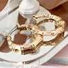 Statement Sliver/Gold Color Big Bamboo Circle Hoop Earrings For Women Hip Hop Large Celebrity Basketball Wives Earrings Hoops 6