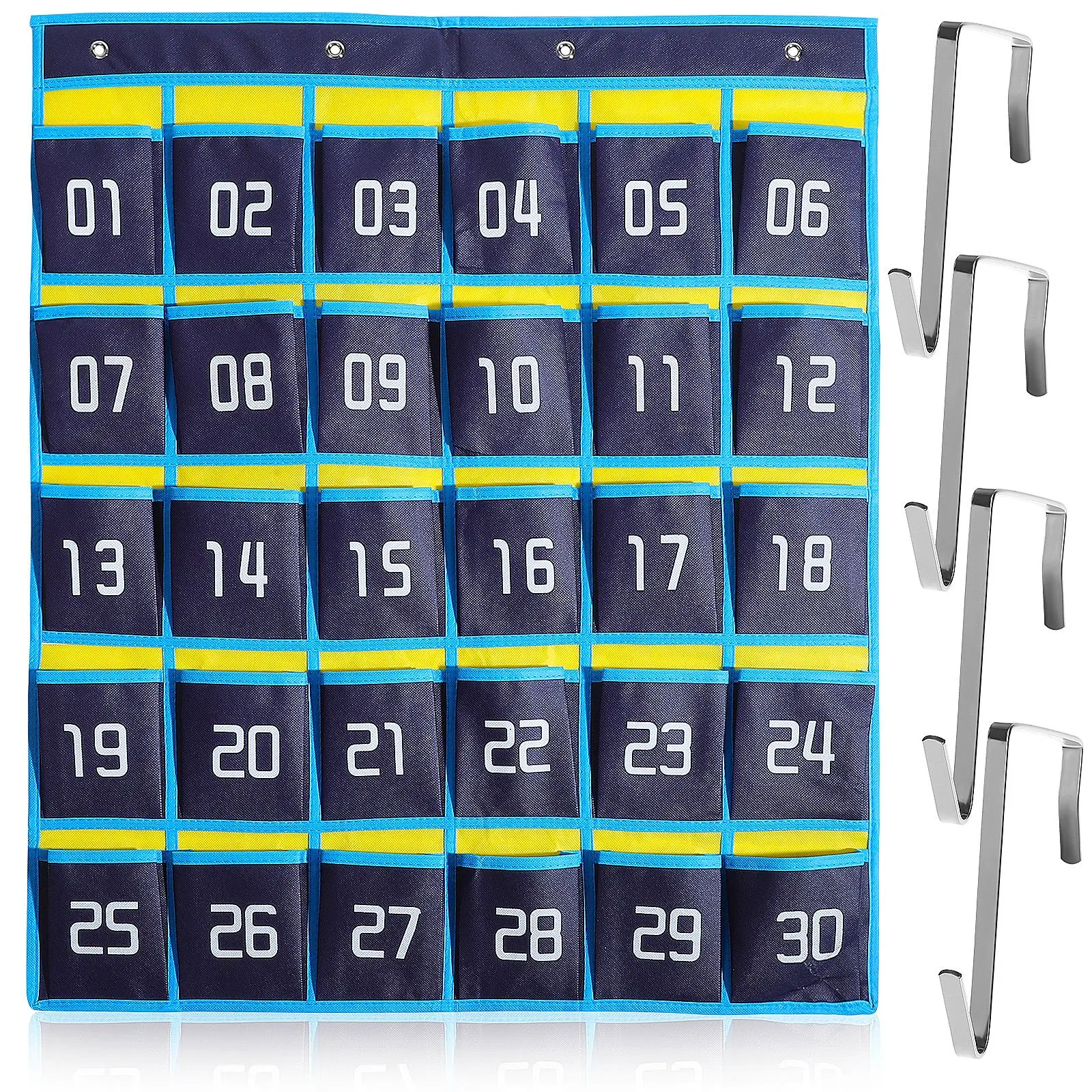 Numbered Classroom Organizer Phone Pocket Chart Pouch 30 Pockets Phones Holder Wall Hanging Storage Bag with Hooks Classic classroom organizer