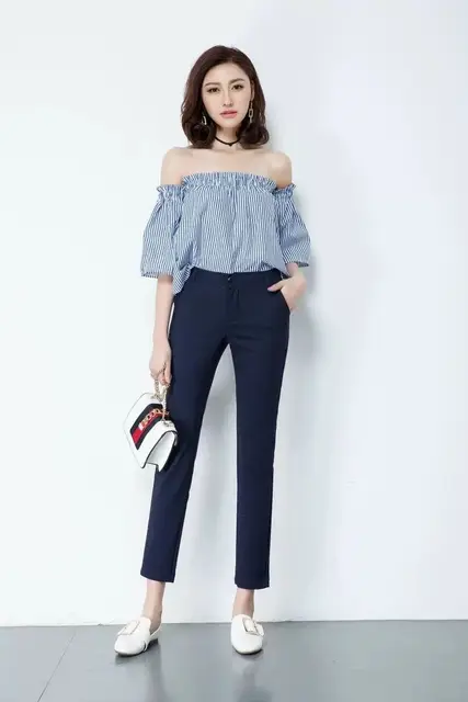 Miss Pants Suit Formalhigh Waist Slim Fit Pencil Pants For Women - Stretch  Cotton Ankle Length