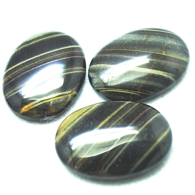 

3PCS Natural Blue Tiger Eye Cabochons Loose Stone Cabs Oval Shape 30X40MM DIY Jewelry Findings Free Shippings